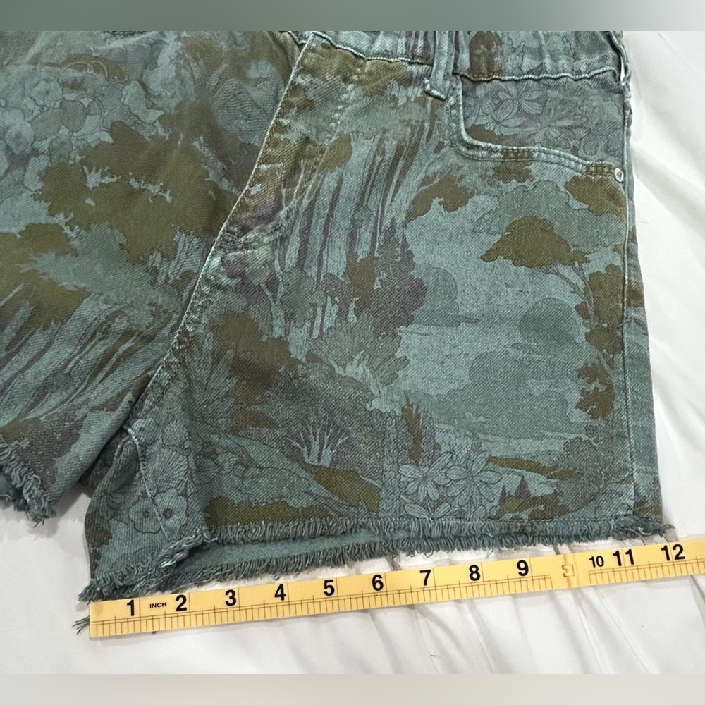 Pilcro Anthropologie Y2K Cottagecore Floral Denim Cutoff Shorts Green Print Sm - Picture 5 of 7